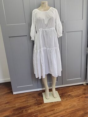 Future Primitive White Tiered Peasant Midi Dress - Brand Unspecified